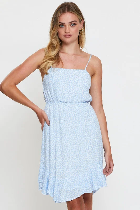 Women's Outerwear Clothing Print Mini Dress Sleeveless Square Neck