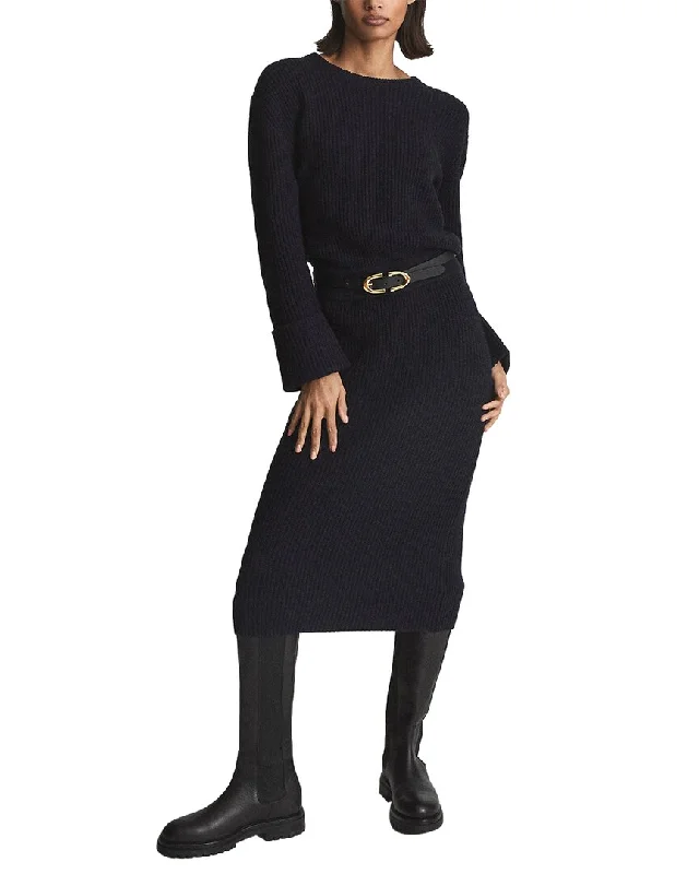 Workwear Fashion for Women Reiss Jodie Knitted Fitted Wool-Blend Dress