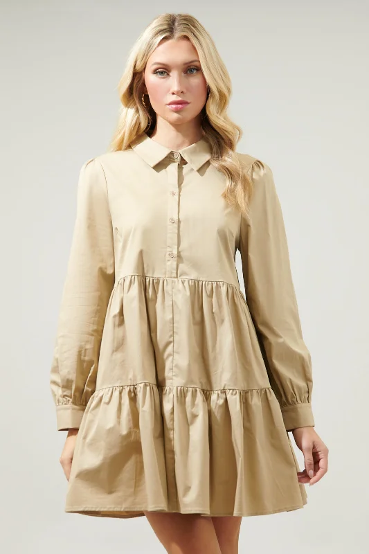 Women's Luxury Attire Rochester Button Down Babydoll Dress