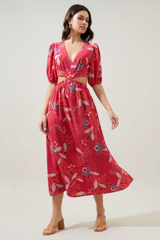 Sale On Clothing Sable Paisley Terranea Cut Out Midi Dress