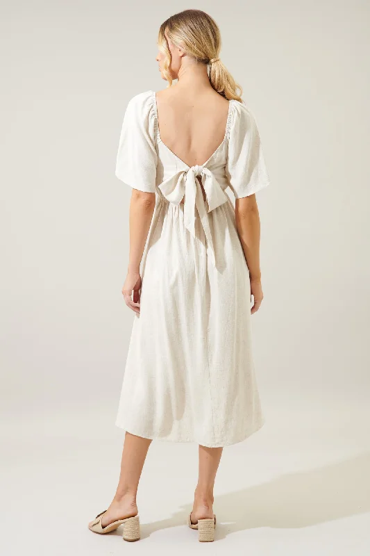 Trendy Outfits For Girls Saint Tropez Cassia Tie Back Linen Midi Dress