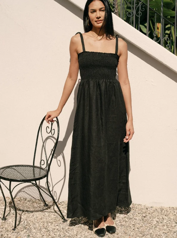 Trendy Boutiques Online Sophie Dress - Black Linen