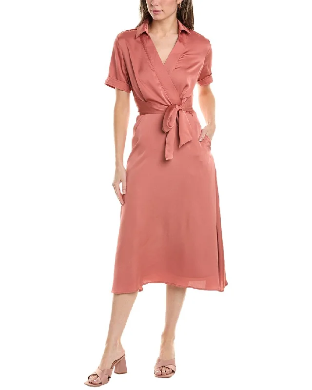 Chic Women's Garments Tahari ASL Satin Tie-Waist Midi Dress