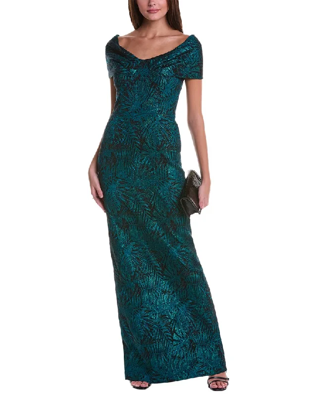 Teri Jon by Rickie Freeman Off-The-Shoulder Gown