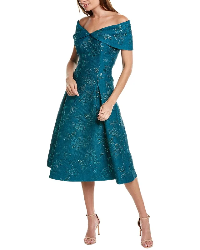 Teri Jon by Rickie Freeman Portrait Jacquard A-Line Dress