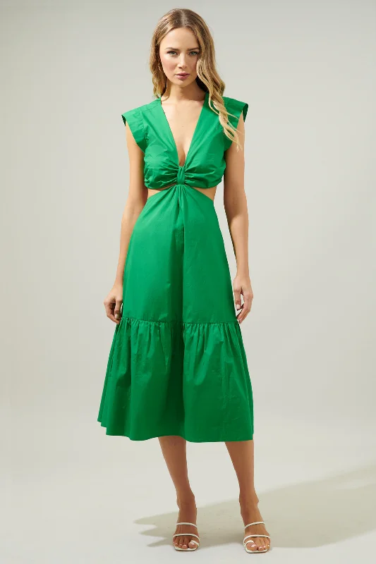 Clothing Brands Torie Cut Out Poplin Midi Dress