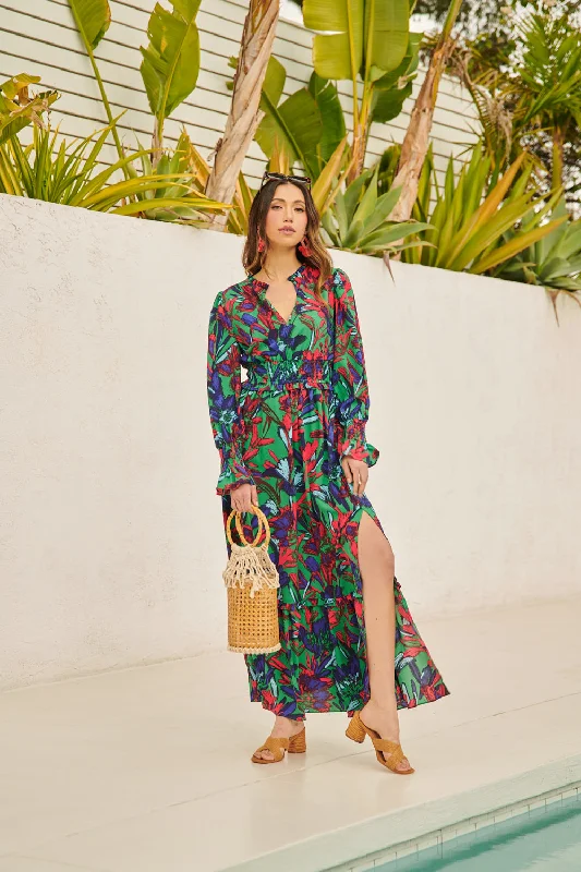 Trendy Boutique Online Tropical State of Mind Leandra Ruffle Maxi Dress