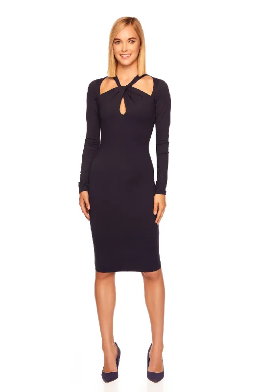 twist front keyhole dress