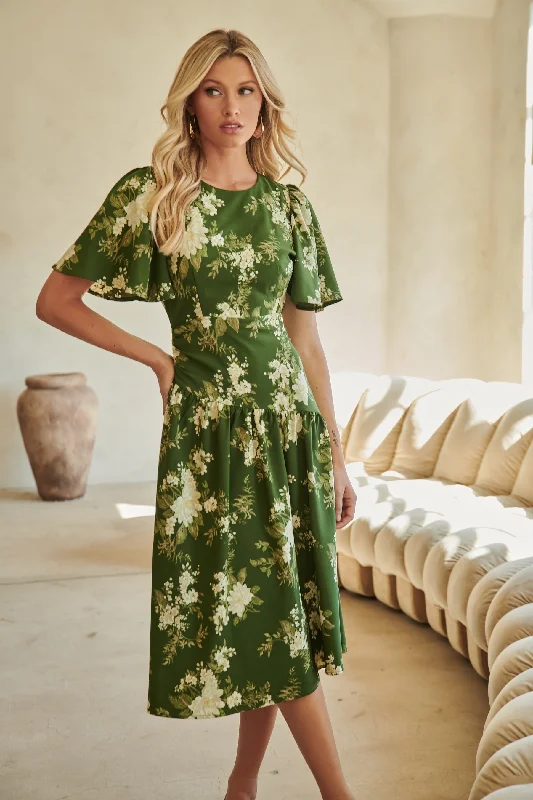 Women's Apparel Vetiver Floral Rhythm Drape Midi Dress