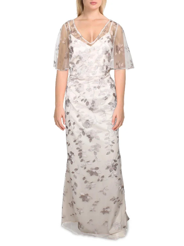 Sale Clearance Womens Floral Embroidered Evening Dress