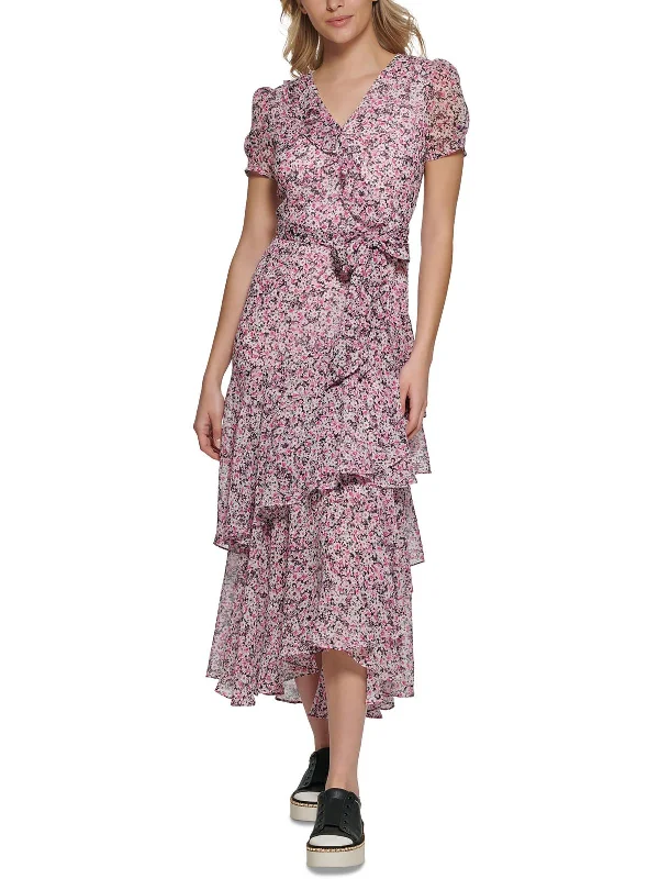 Women's Athletic Outfit Womens Ruffled Chiffon Maxi Dress