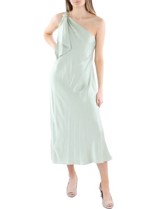 Womens Satin One Shoulder Cocktail and Party Dress