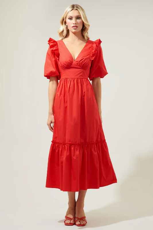 Luxury Women's Clothing Zamora Poplin Tie Back Midi Dress