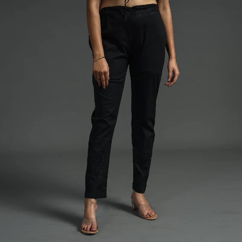 Versatile Women's Clothing for All Occasions Black - Lucknow Chikankari Hand Embroidery Cotton Lycra Cropped Pant (Free Size) Versatile Women's Clothing for All Occasions Black - Lucknow Chikankari Hand Embroidery Cotton Lycra Cropped Pant (Free Size)