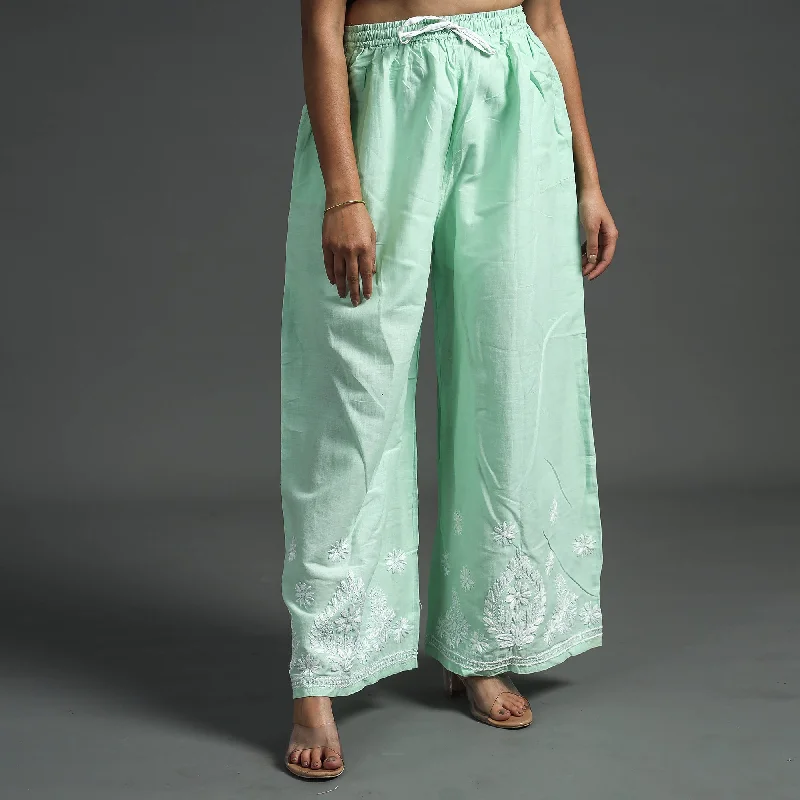 Women's Resort Apparel Green - Lucknow Chikankari Hand Embroidery Cotton Palazzo (Free Size) Women's Resort Apparel Green - Lucknow Chikankari Hand Embroidery Cotton Palazzo (Free Size)