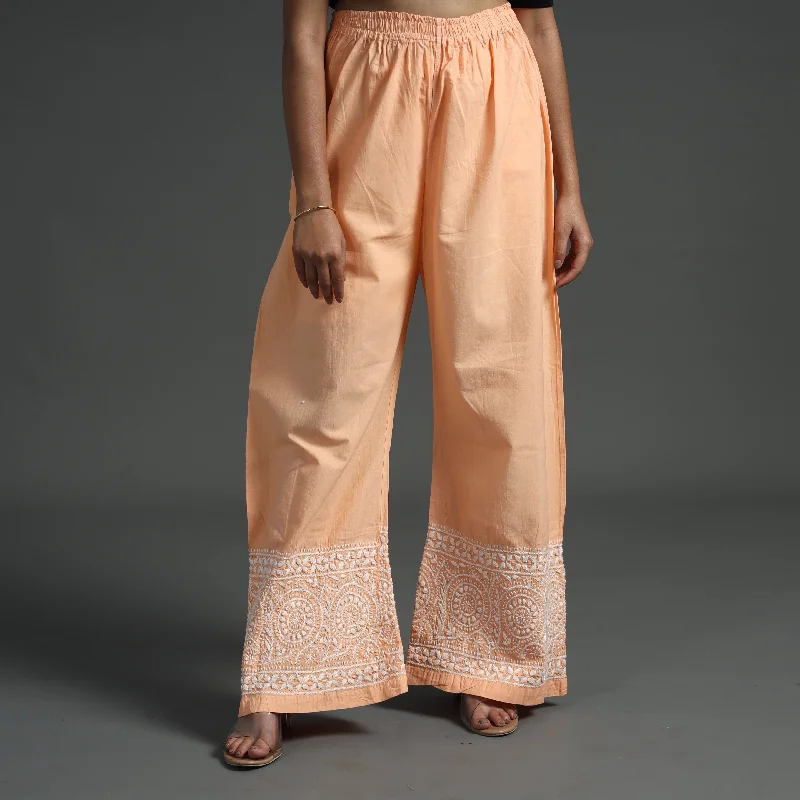 Women's Outdoor Attire Orange - Lucknow Chikankari Hand Embroidery Cotton Palazzo (Free Size) Women's Outdoor Attire Orange - Lucknow Chikankari Hand Embroidery Cotton Palazzo (Free Size)