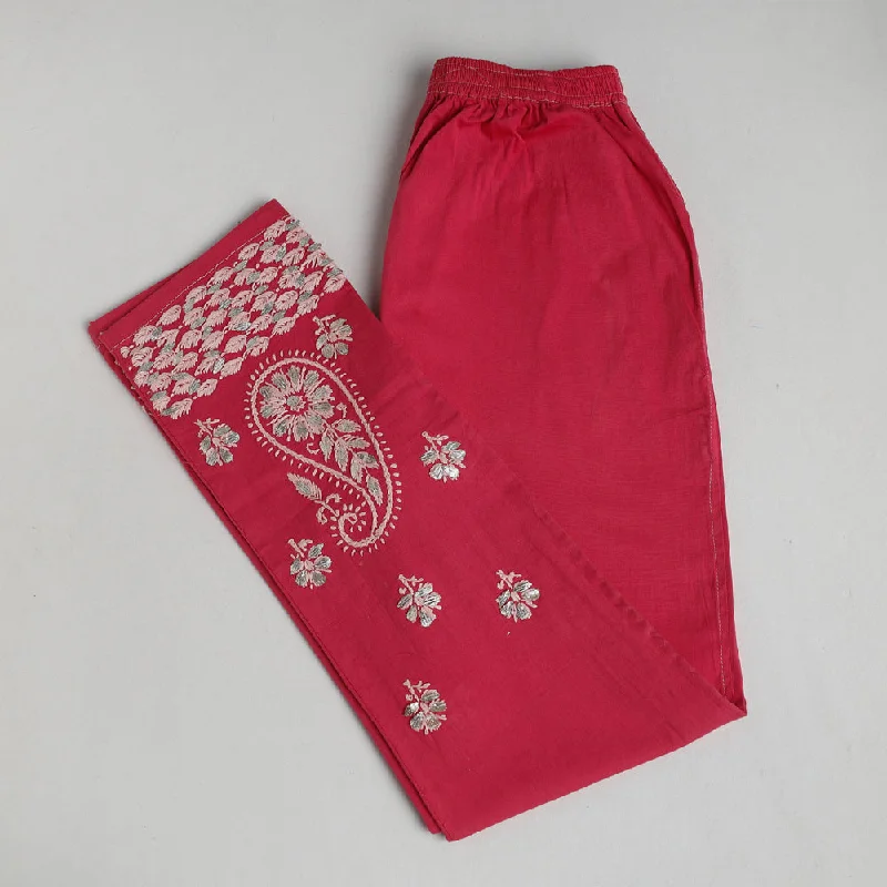 Women's Fashion Essentials Pink - Lucknow Chikankari Hand Embroidery Gota Patti Work Cotton Pant (Free Size) Women's Fashion Essentials Pink - Lucknow Chikankari Hand Embroidery Gota Patti Work Cotton Pant (Free Size)