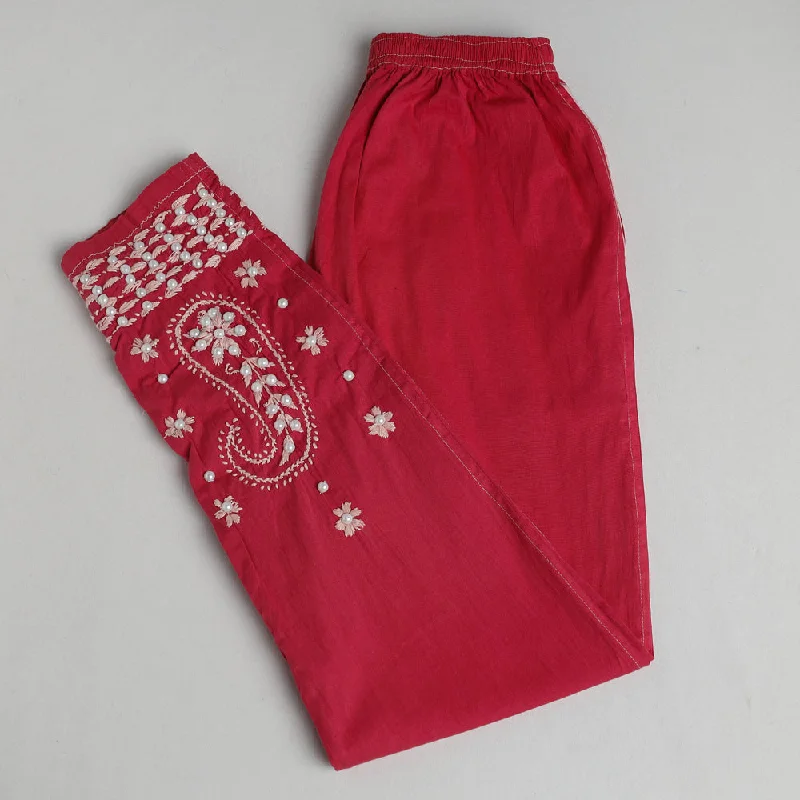 Women's Clothing for Every Occasion Pink - Lucknow Chikankari Hand Embroidery Beadwork Cotton Pant (Free Size) Women's Clothing for Every Occasion Pink - Lucknow Chikankari Hand Embroidery Beadwork Cotton Pant (Free Size)