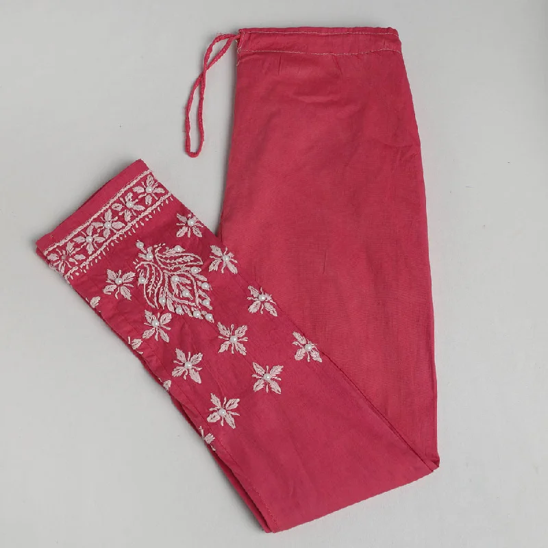 Stylish Dresses for Women Pink - Lucknow Chikankari Hand Embroidery Beadwork Cotton Pant (Free Size) Stylish Dresses for Women Pink - Lucknow Chikankari Hand Embroidery Beadwork Cotton Pant (Free Size)