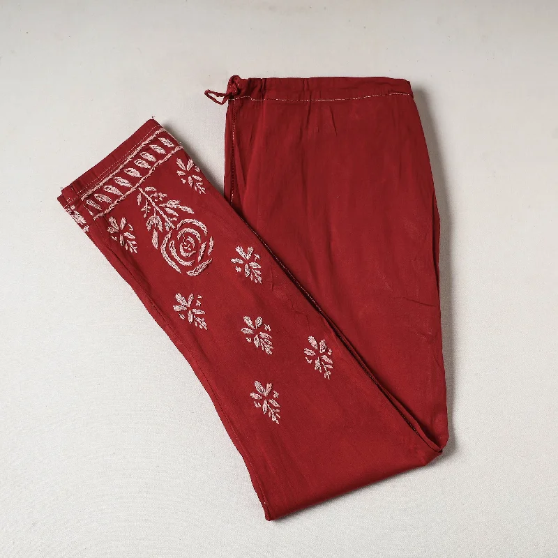 Women's Trendy Outfits Red - Lucknow Chikankari Hand Embroidery Cotton Lycra Cropped Pant (Free Size) Women's Trendy Outfits Red - Lucknow Chikankari Hand Embroidery Cotton Lycra Cropped Pant (Free Size)