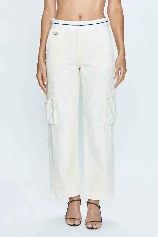 Casual Clothes For Women Addie High Rise Cargo Trouser In Eggshell