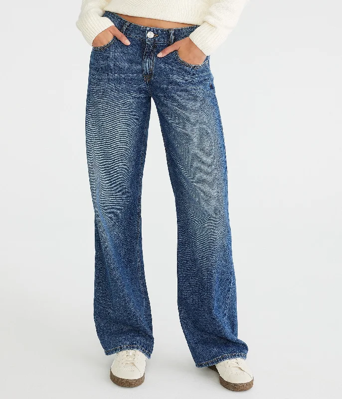 Women's Holiday Clothes Aeropostale Low-Rise Baggy Wide Leg Jean