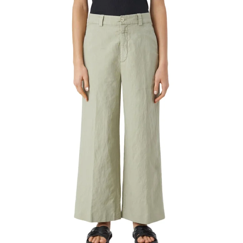 Women's Comfortable Lounge Garments Barton Cotton Linen Pants In Light Moss Green