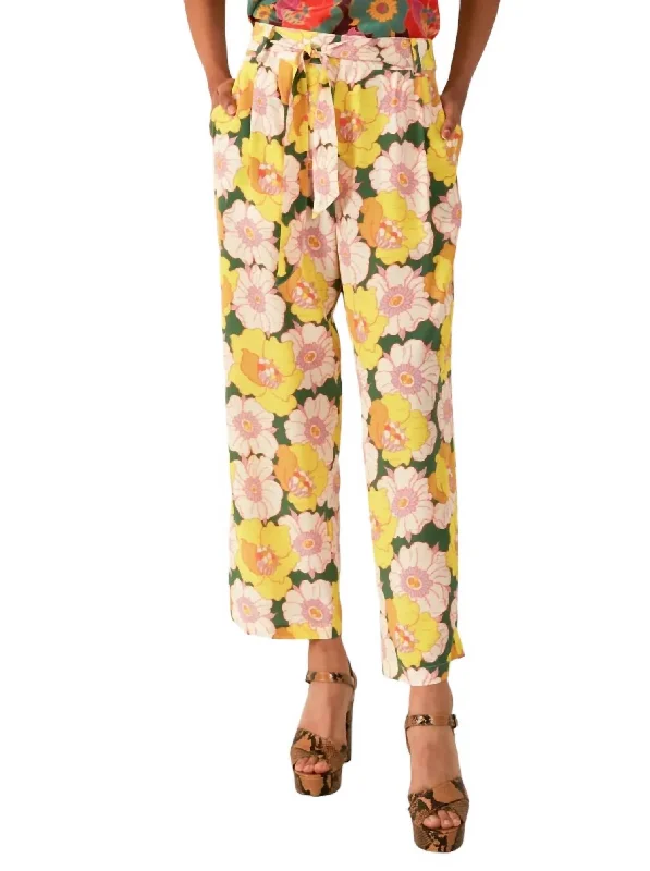 Women's Sporty Clothes Colette Citrus Blossom Silk Pant In Green Citrus