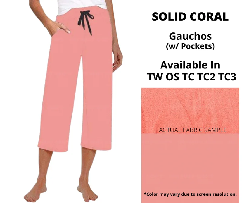 Solid Coral Capri Gauchos