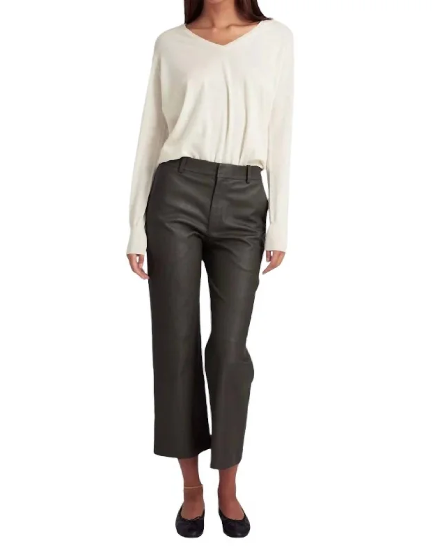 Cropped Baggy Lowrise Trousers In Cactus