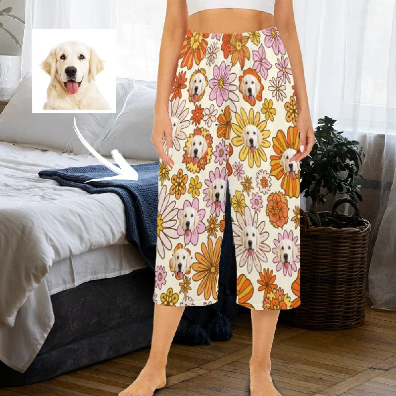 Comfortable Lounge Clothing Custom Dog Face Flowers Cropped Pajama Pants For Women Girlfriend Fashion Gift Personalized Comfortable Lounge Clothing Custom Dog Face Flowers Cropped Pajama Pants For Women Girlfriend Fashion Gift Personalized