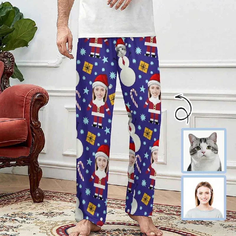 Custom Face Christmas Slumber Party Unisex Long Pajama Pants For Men Women Kids