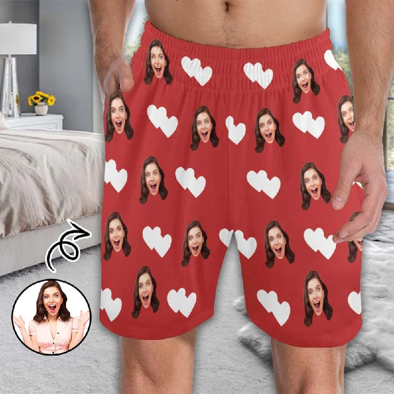 Women's Formal Event Clothing Custom Face Men's Pajama Shorts Personalized Love Heart Sleepwear Shorts Women's Formal Event Clothing Custom Face Men's Pajama Shorts Personalized Love Heart Sleepwear Shorts