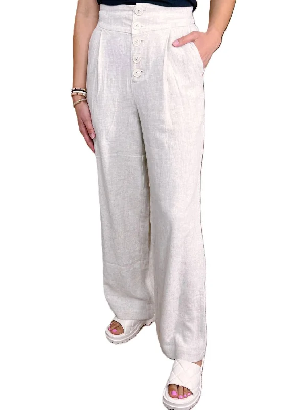 Fashionable Women's Casual Apparel Julius Linen Pant In White