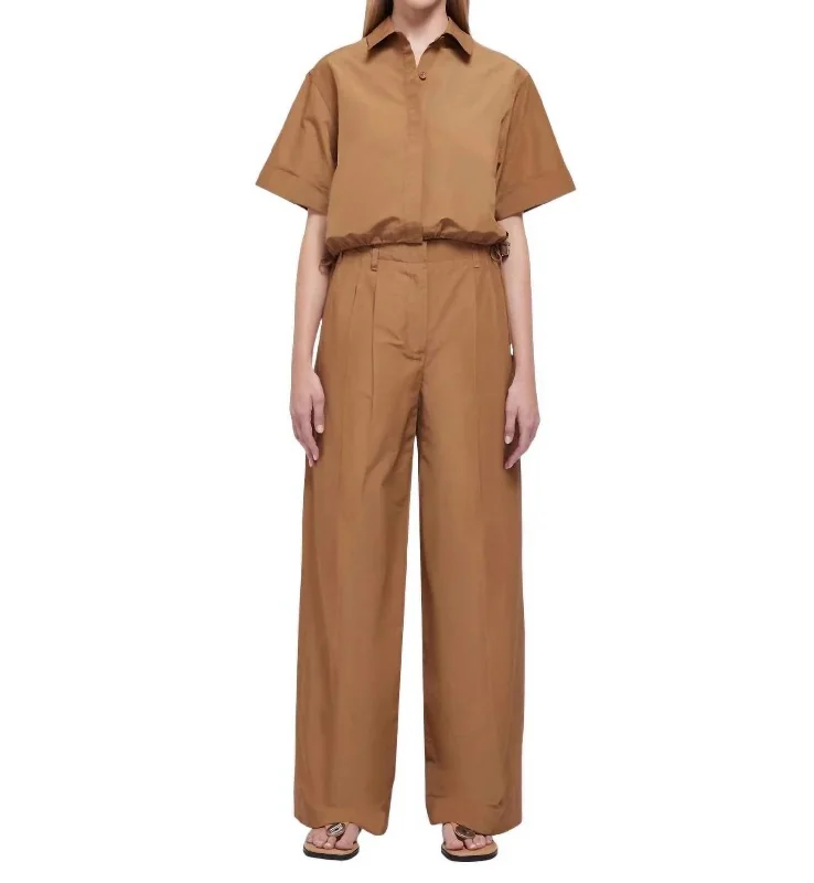 Leroy Pleated Wide Leg Pant In Hickory