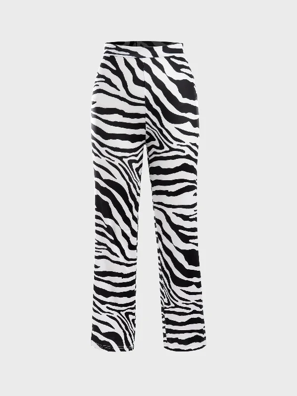 Midsize Popping Personality Zebra Print Pants