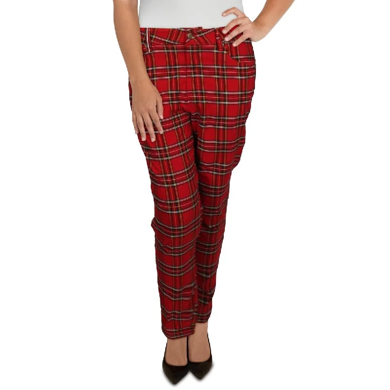 Women's Formal Apparel Plus Womens Plaid Stretch Skinny Pants