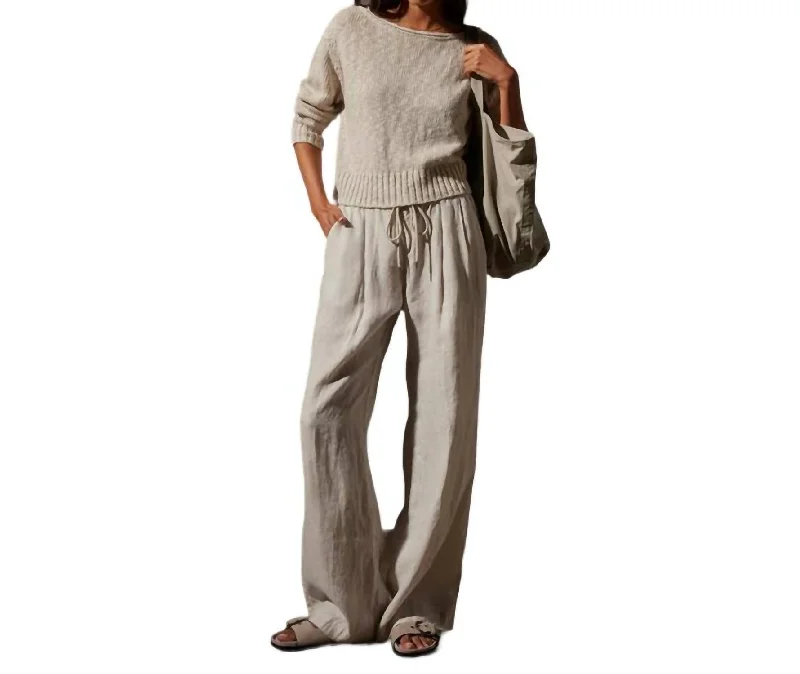 Women's Wardrobe Apparel Relaxed Linen Pant In Salt Pigment