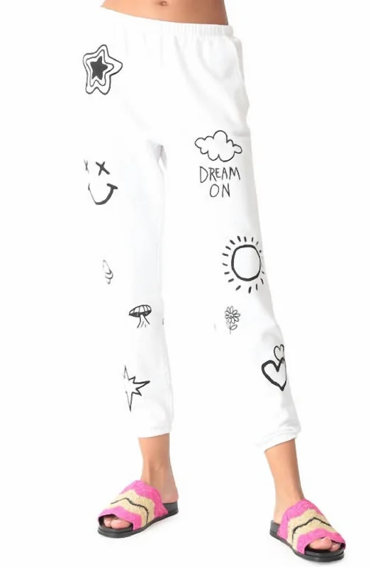 Women's Clothes And Apparel Siesta Doodle Sweatpants In Cloud/onyx