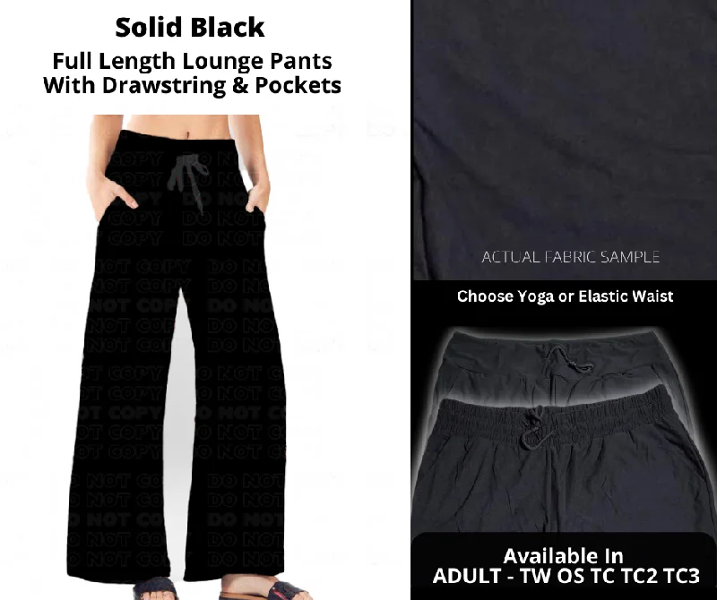 Solid Black Full Length Lounge Pants