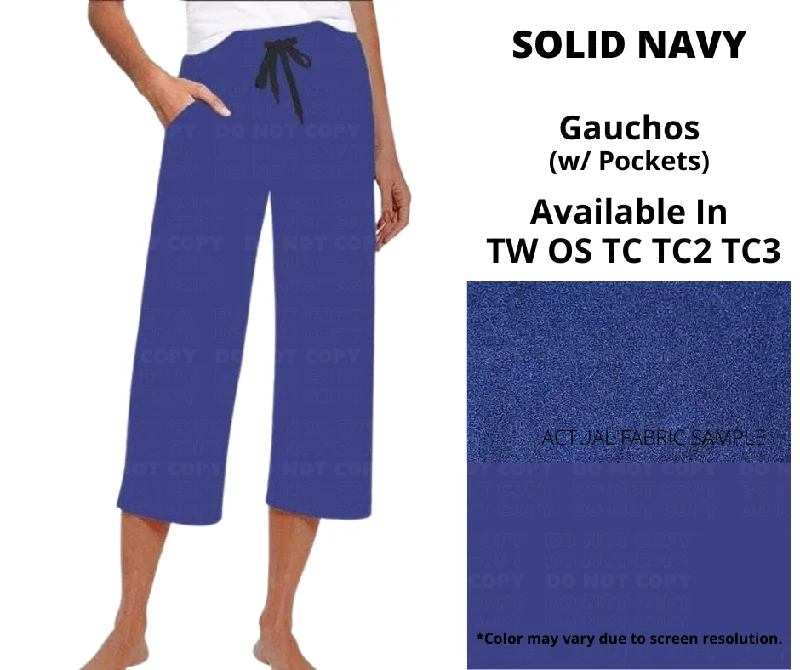 Solid Navy Capri Gauchos