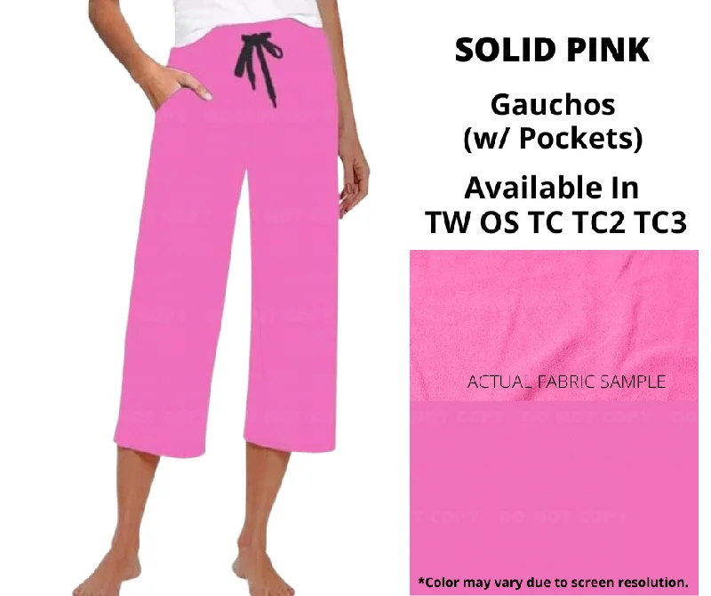 Solid Pink Capri Gauchos