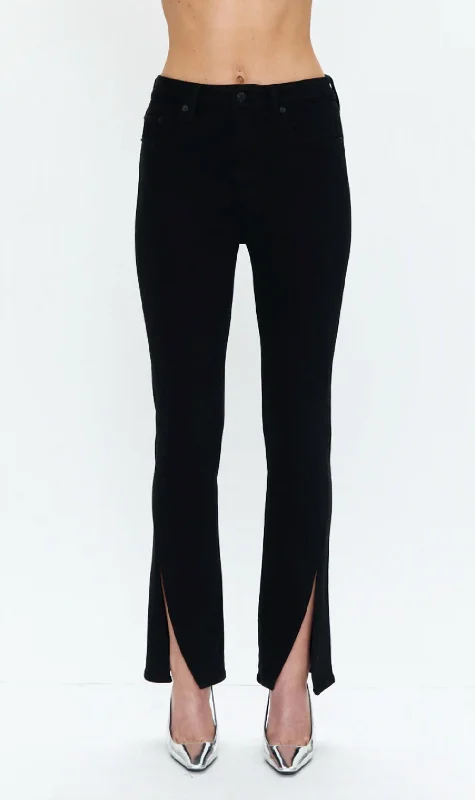 Women's Athleisure Apparel Teagan High Rise Vented Slim Cigarette Pants In Dark Vinyl