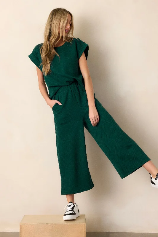 Women's Clothes For Work Tell Me Forest Green Cropped Textured Pants