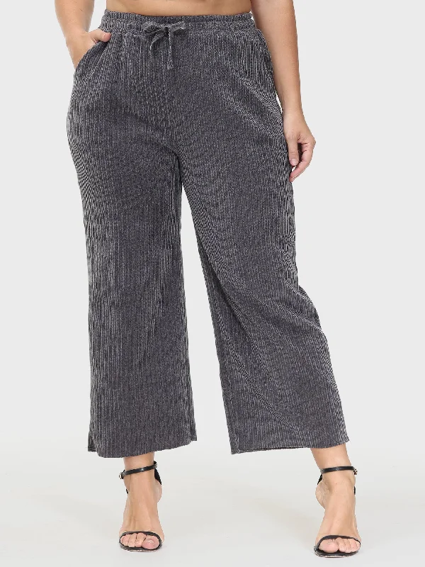 Wide Leg High-Waisted Straight Corduroy Pants