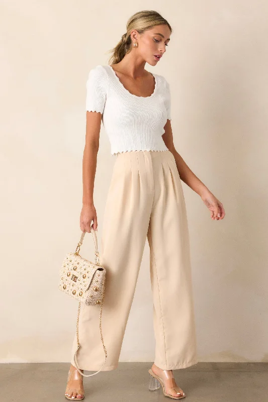 Women's Sports Apparel Windy Night Beige Wide Leg Pants