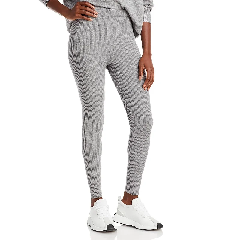 Womens High Rise Ribbed Leggings