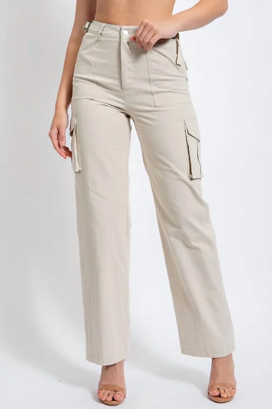 Classic Women's Apparel You're My Type Cargo Pants In Light Grey